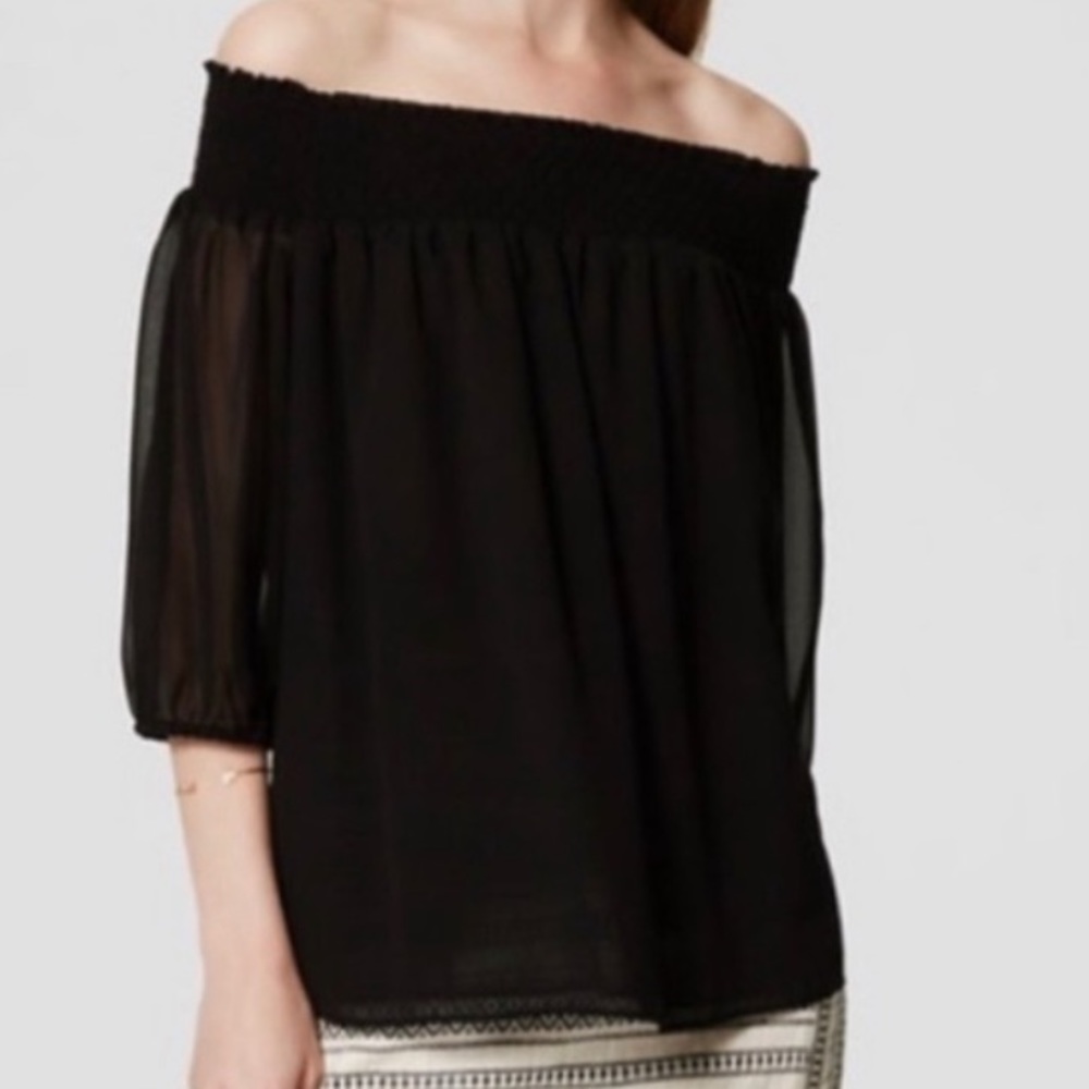 Loft Black Off the Shoulder Sheer Sleeve Size M